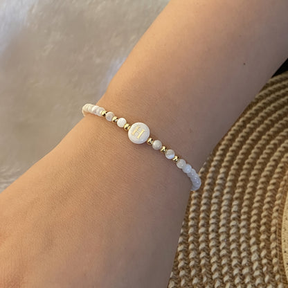 Elegant Initial Pearl Bracelet letter H
