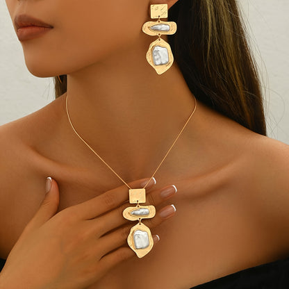 Elegant Pearl Mosaic Jewelry Set styled at the beach