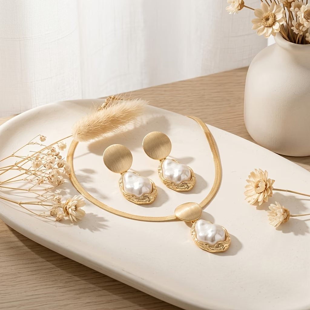 Elegant Baroque Pearl Jewelry Set