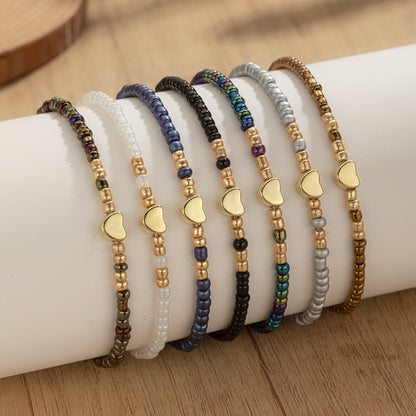 Subtle Heart Beaded Bracelet Set of 7