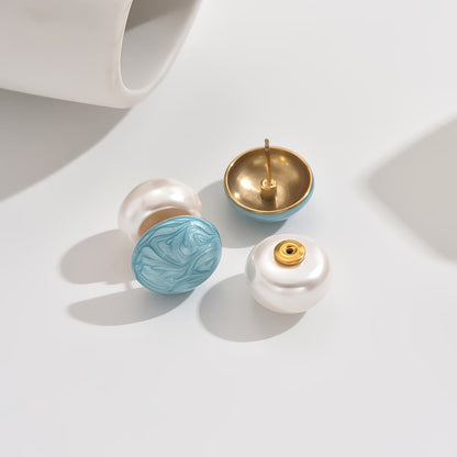 Two in One Pearl Turquoise Stud Earrings