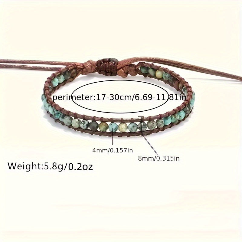 Size guide for the Boho Turquoise Stone Wrap Bracelet