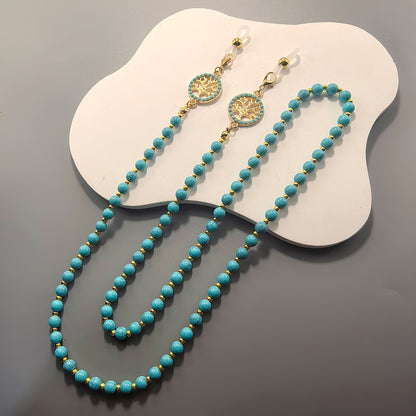 Vintage Turquoise Tree of Life Glasses Chain styled flat