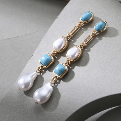 Statement Turquoise Pearl Earrings