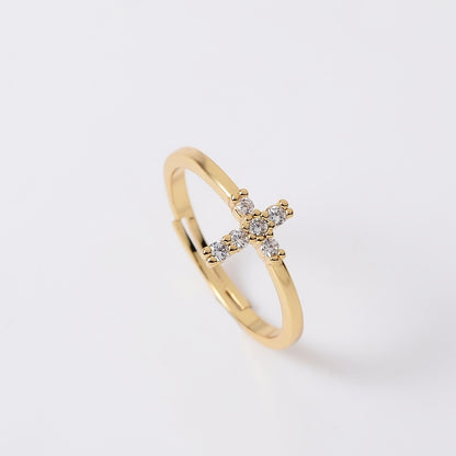 Radiant Adjustable Cross Zirconia Ring