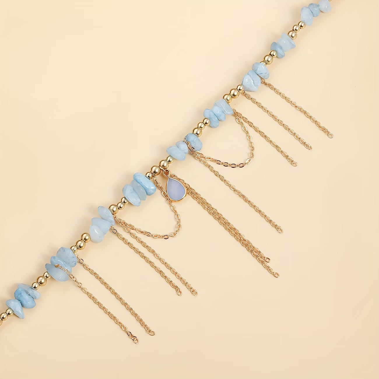 Statement Turquoise Golden Chain Necklace