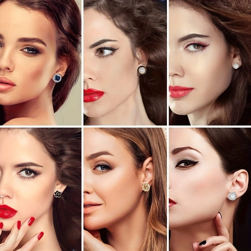 Clip-on pearl earrings worn on the ear