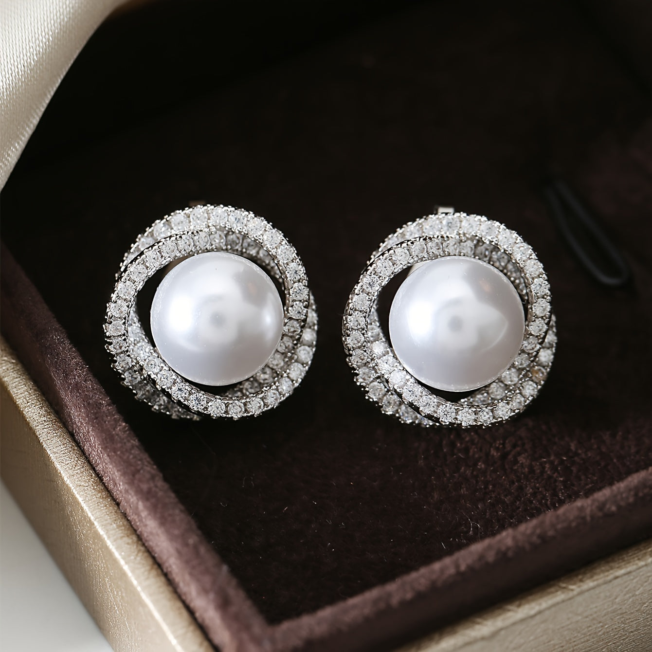 Classic Pearl Halo Clip Earrings styled