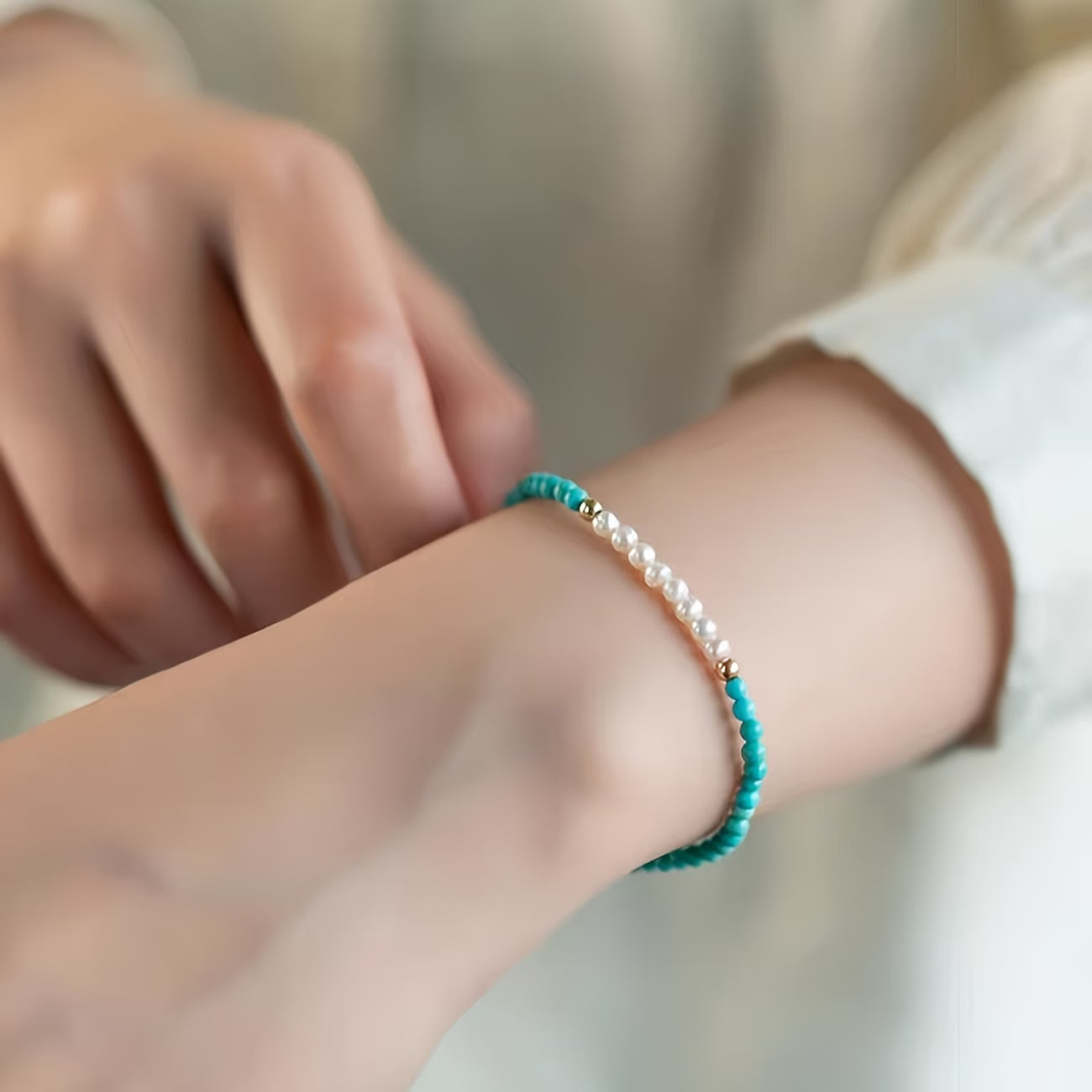 Subtle Pearl Turquoise Bracelet