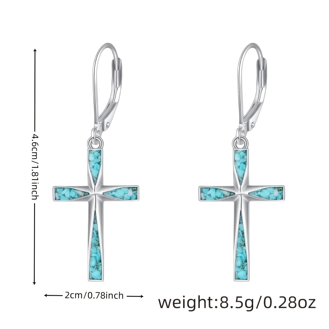 Vintage Turquoise Cross Earrings size guide