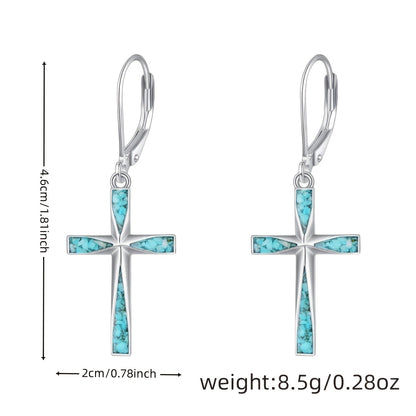 Vintage Turquoise Cross Earrings size guide