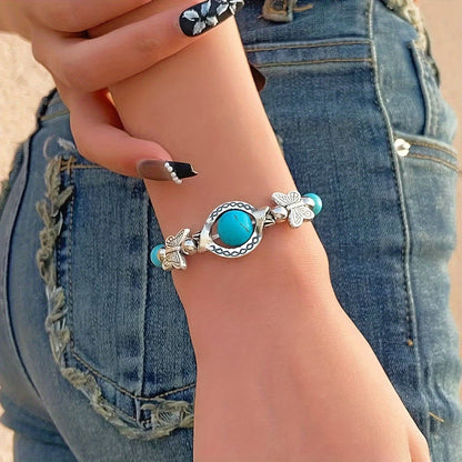 Vintage Silver Turquoise Butterfly Bracelet