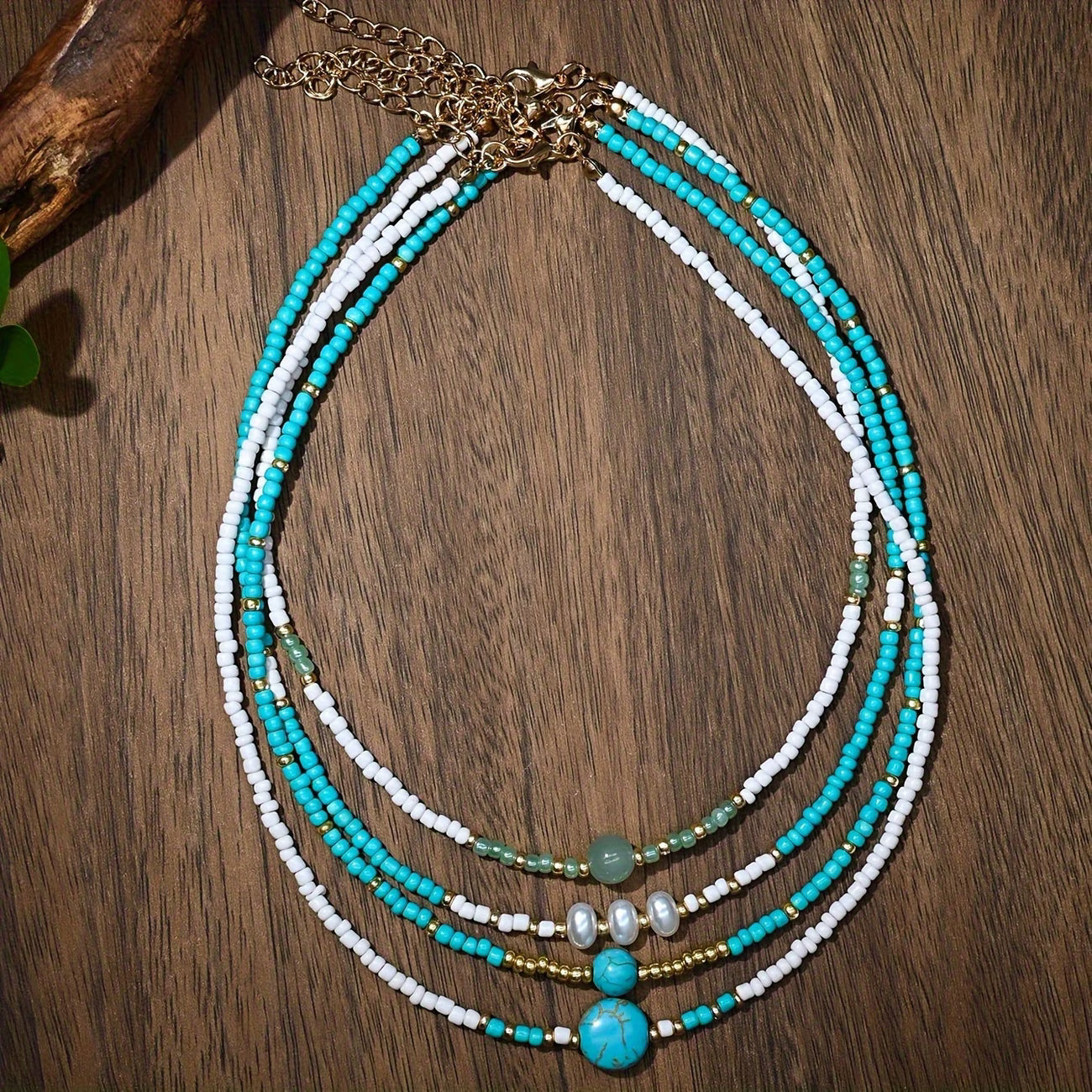 Bohemian Pearl and Turquoise Beaded Bracelet Set