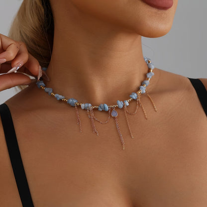 Statement Turquoise Golden Chain Necklace
