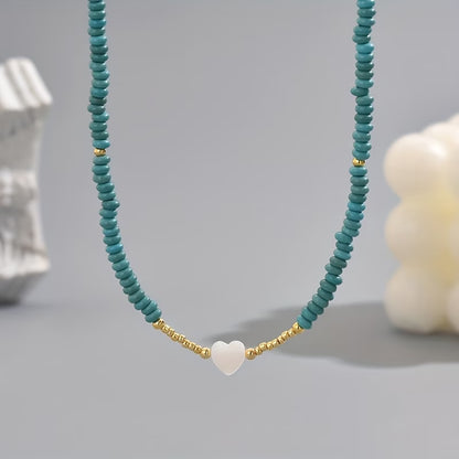 Minimal Turquoise Heart Necklace