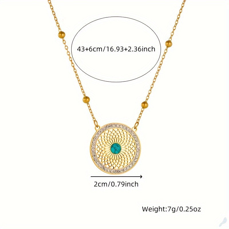 Both pieces of the Elegant Turquoise Medallion Jewelry Set shown together