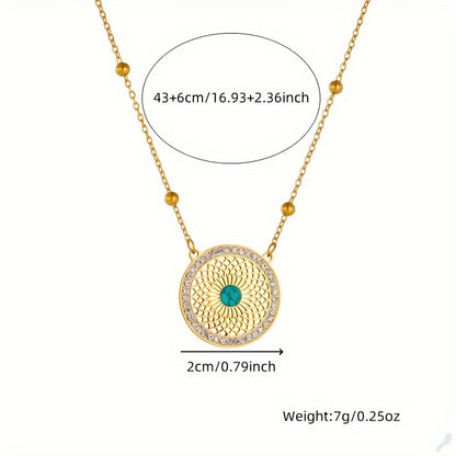 Both pieces of the Elegant Turquoise Medallion Jewelry Set shown together