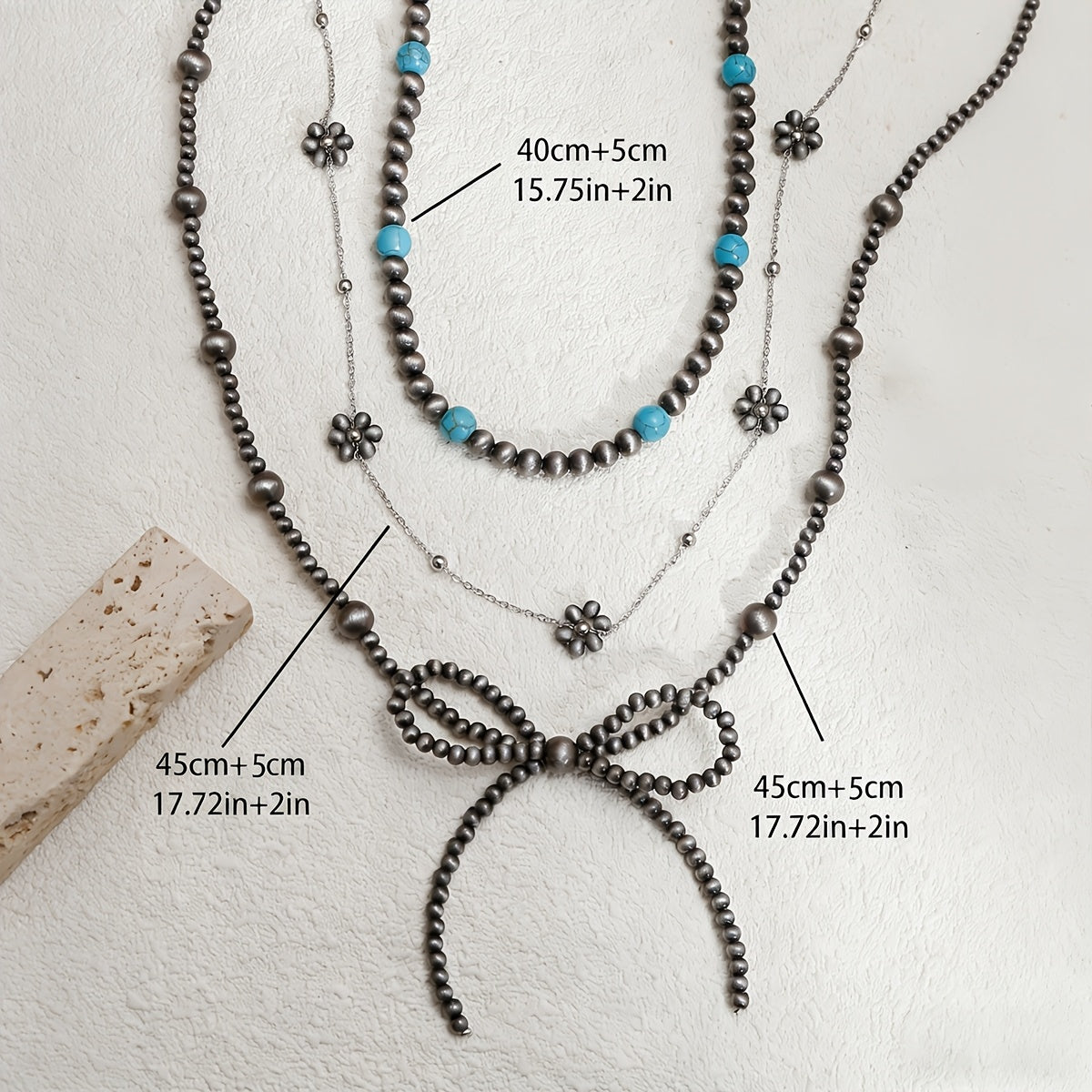 Turquoise Bow Necklace Set (3 pcs)