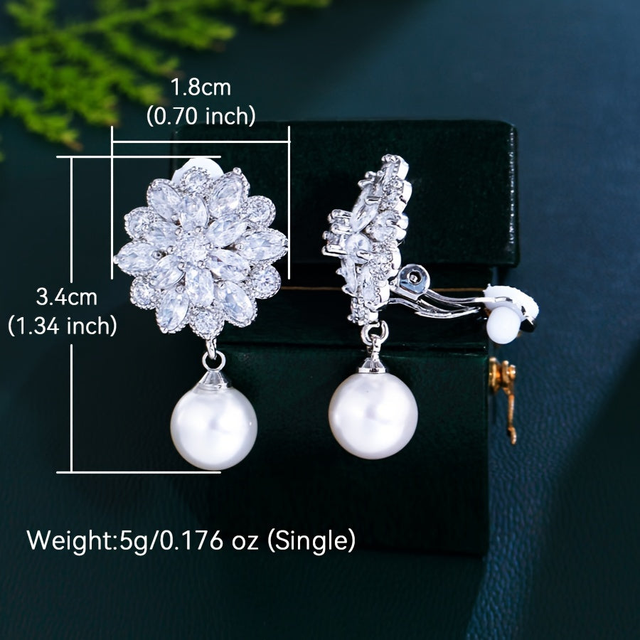 Size guide for the Romantic Pearl Blossom Clip Earrings