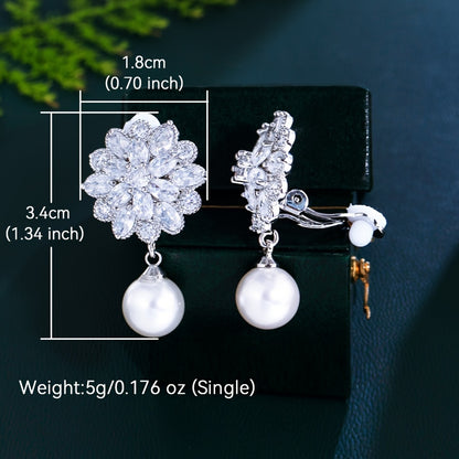 Size guide for the Romantic Pearl Blossom Clip Earrings