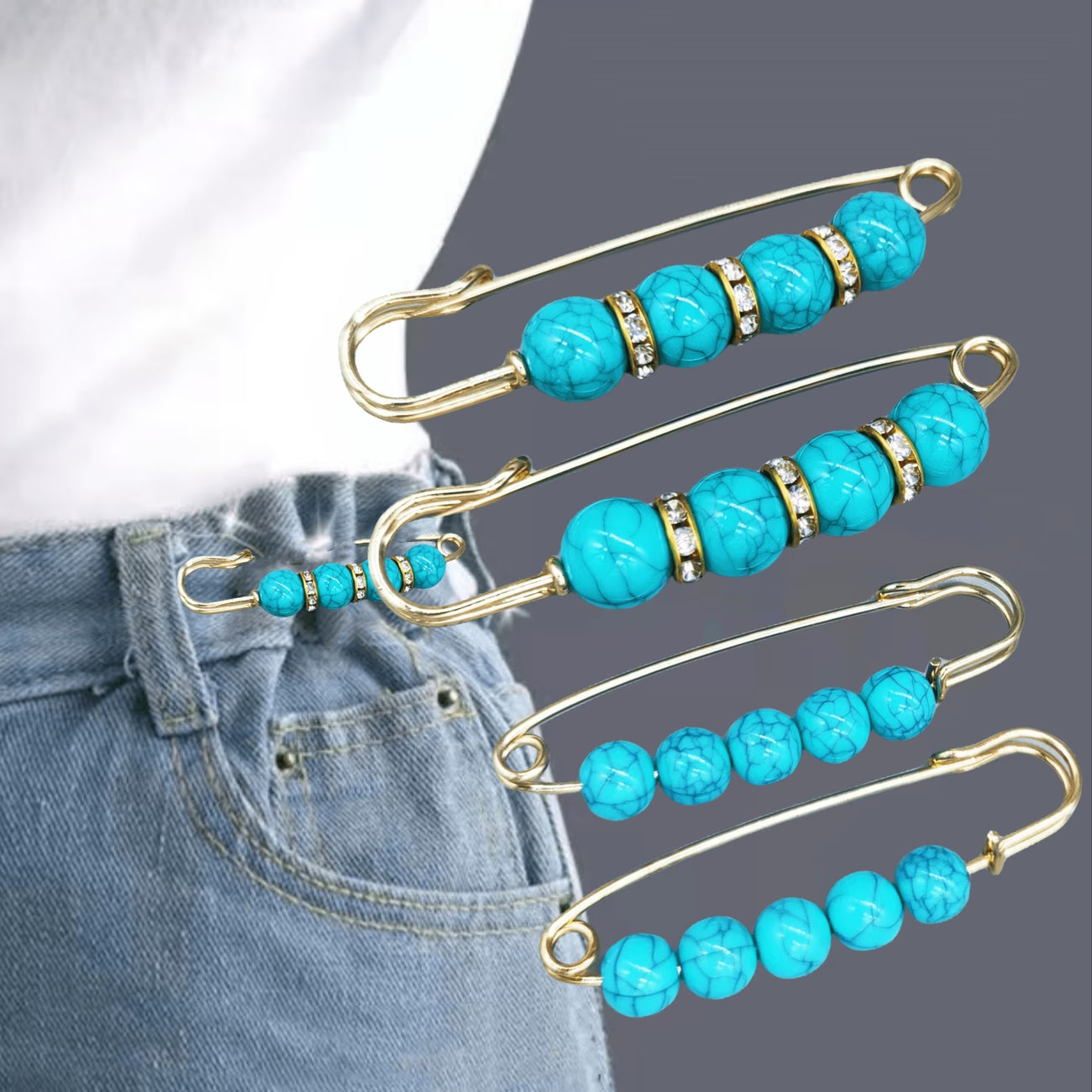 Elegant Turquoise Pin Brooch, (1 Piece)
