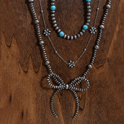 Turquoise Bow Necklace Set (3 pcs)