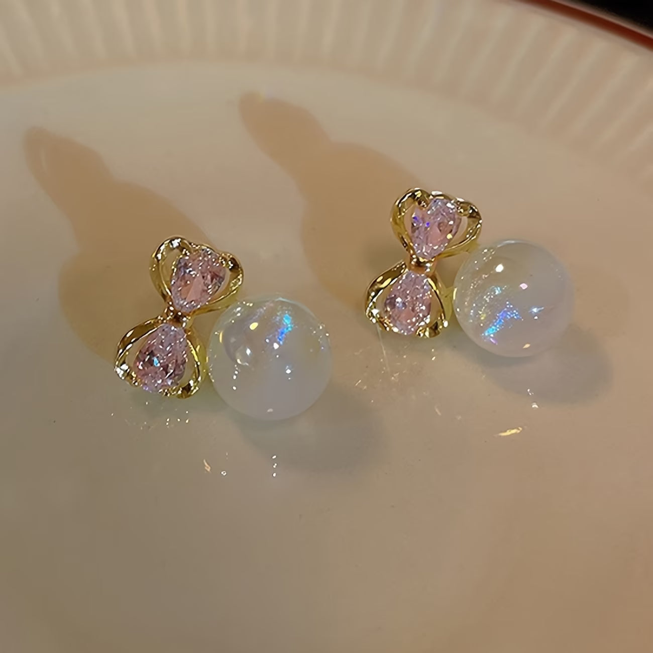 Rosé Sapphire Pearl Earrings