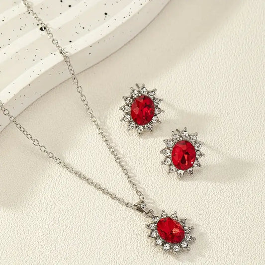 **Sophisticated Ruby White Gold Set**