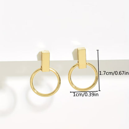 Minimalist Bar Circle Earrings