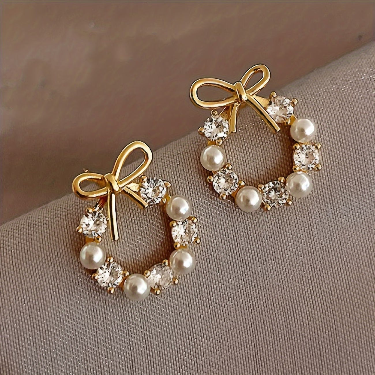 Elegant Bow Pearl Earrings