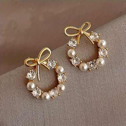 Elegant Bow Pearl Earrings