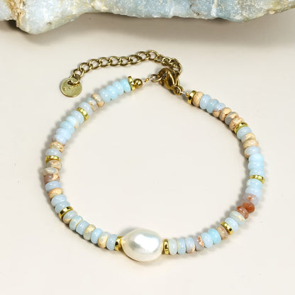Elegant Beach Pearl Turquoise Bracelet