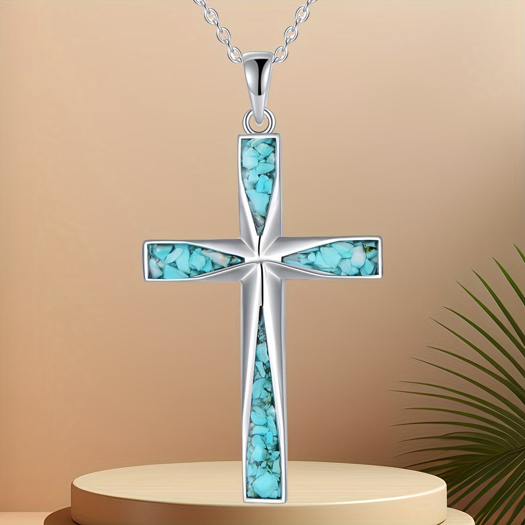 Heavenly Turquoise Cross Chain Necklace