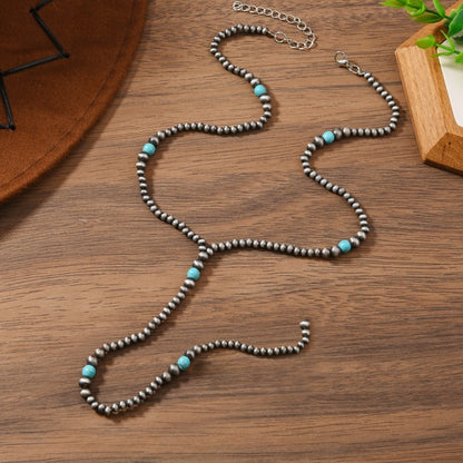 Modern Turquoise Long Beaded Necklace