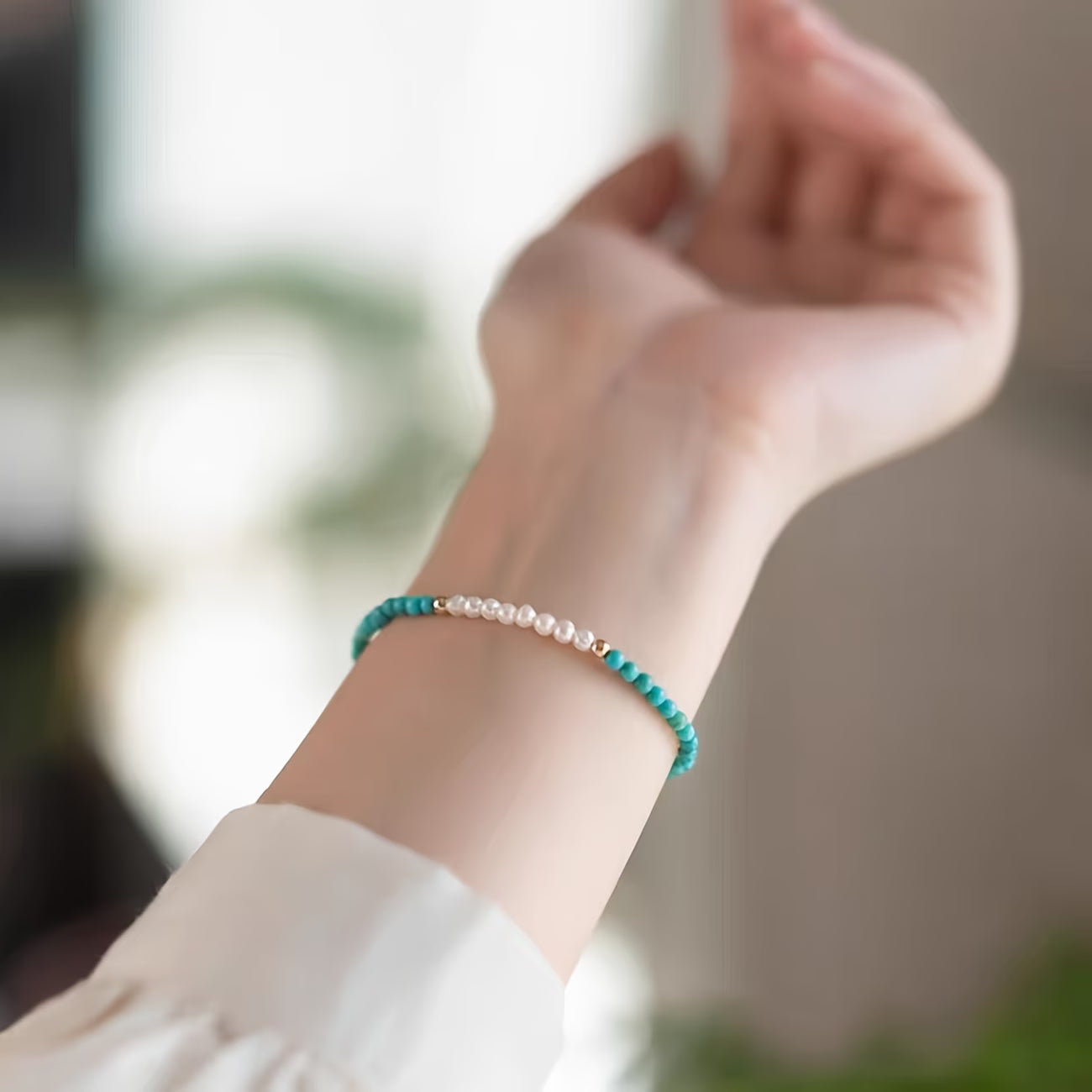 Subtle Pearl Turquoise Bracelet