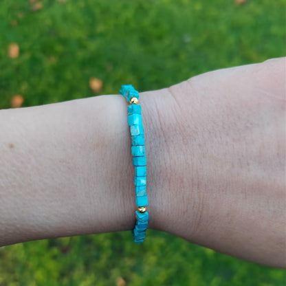 Adjustable Bold Square Stone Turquoise Bracelet