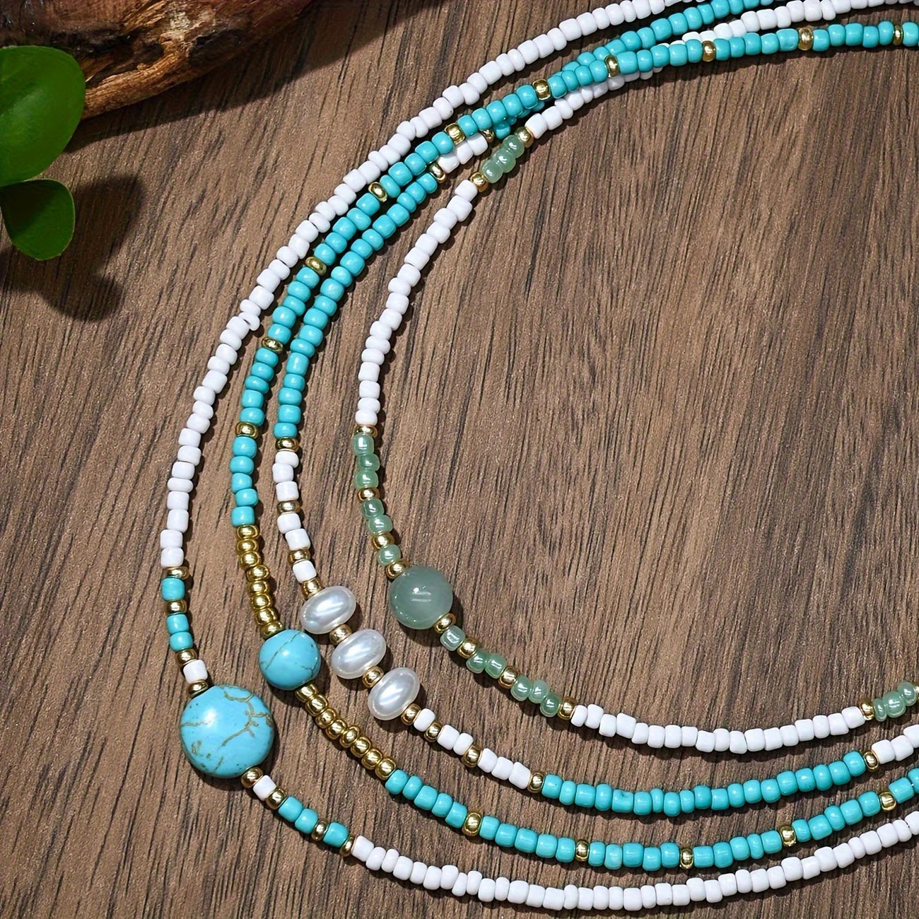 Bohemian Pearl and Turquoise Beaded Bracelet Set