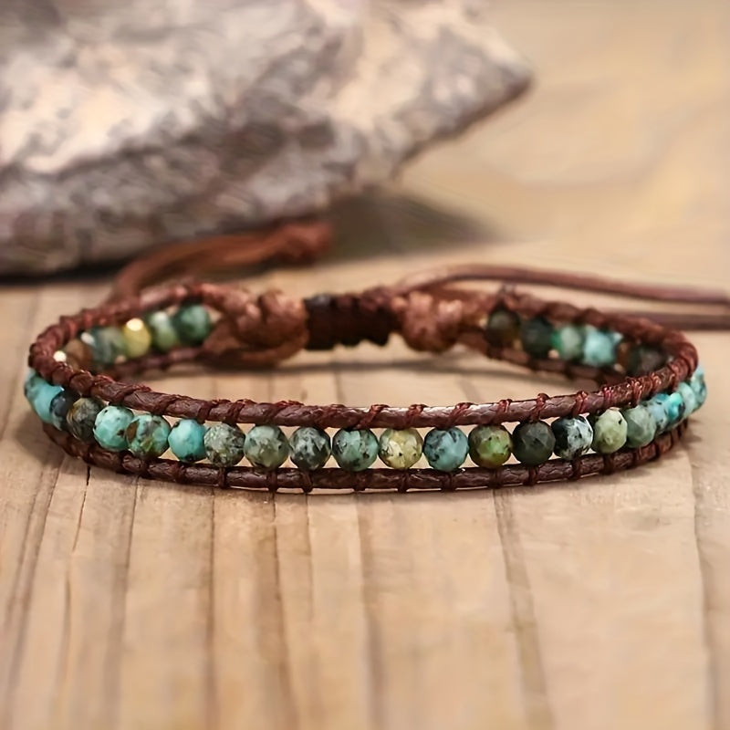 Close-up of the turquoise stone beads