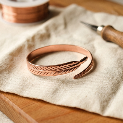 Adjustable Timeless Feather Copper Bracelet