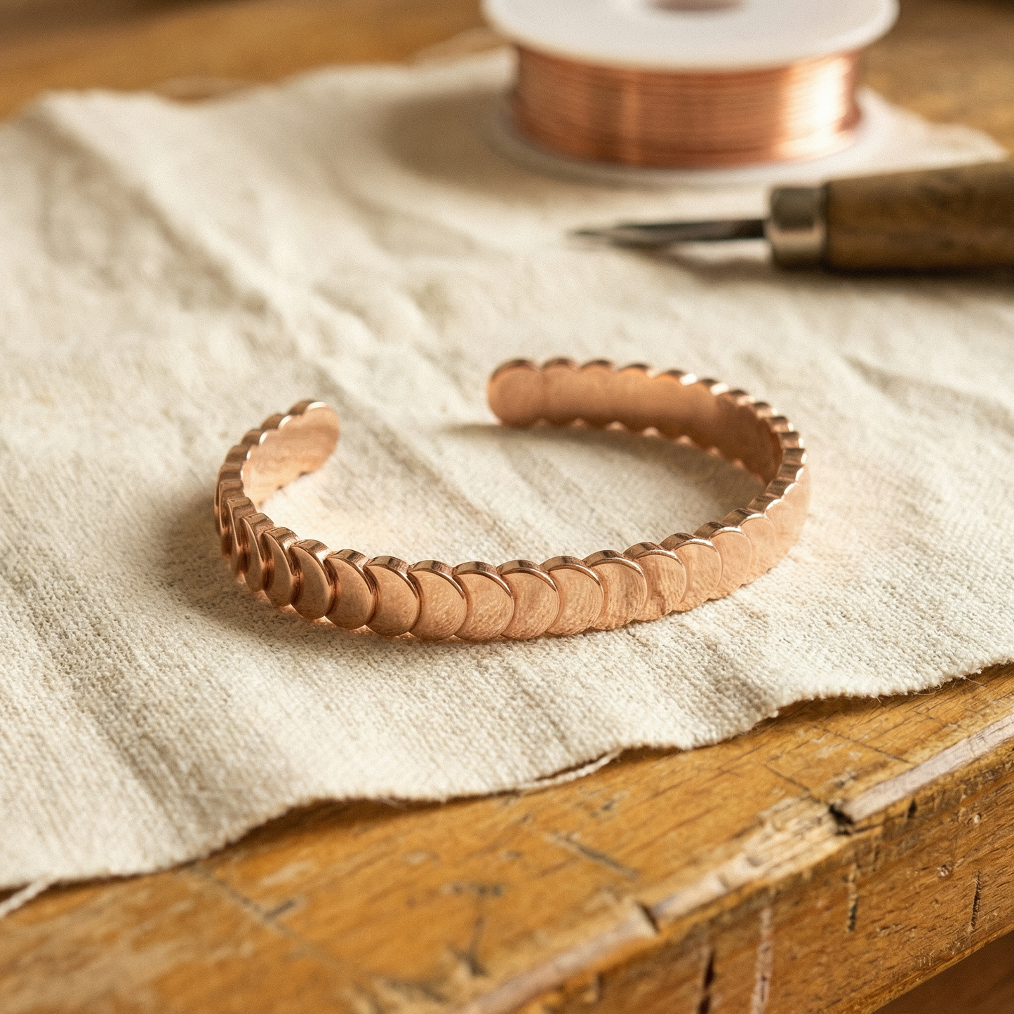 Adjustable Copper Scale Bracelet