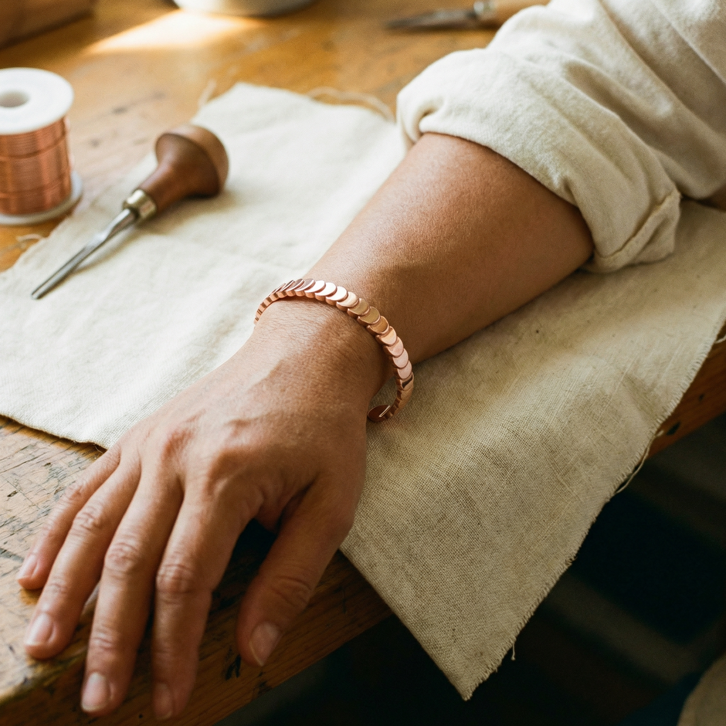 Adjustable Copper Scale Bracelet