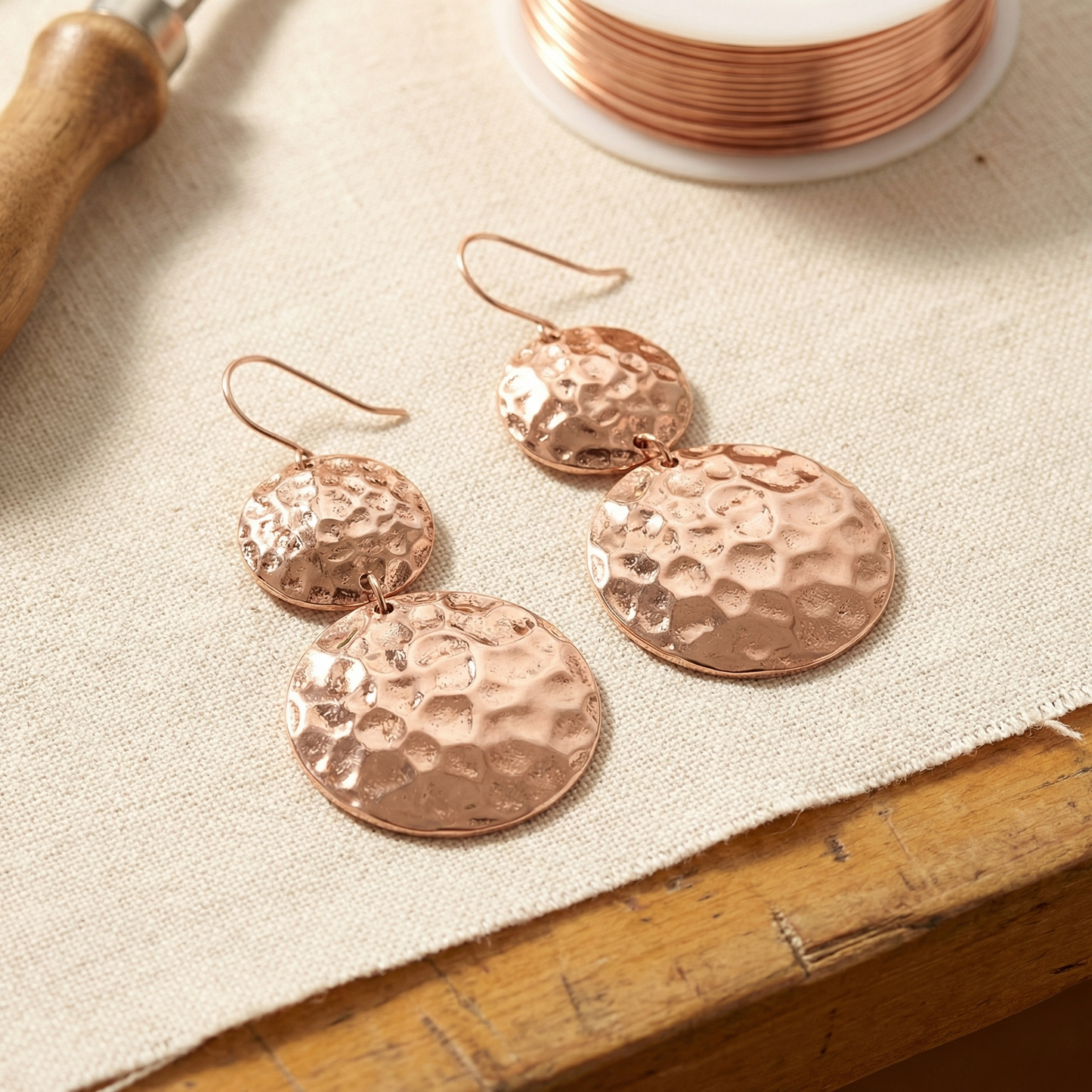 Elegant Hammered Copper Earrings