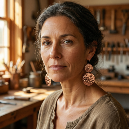 Elegant Hammered Copper Earrings