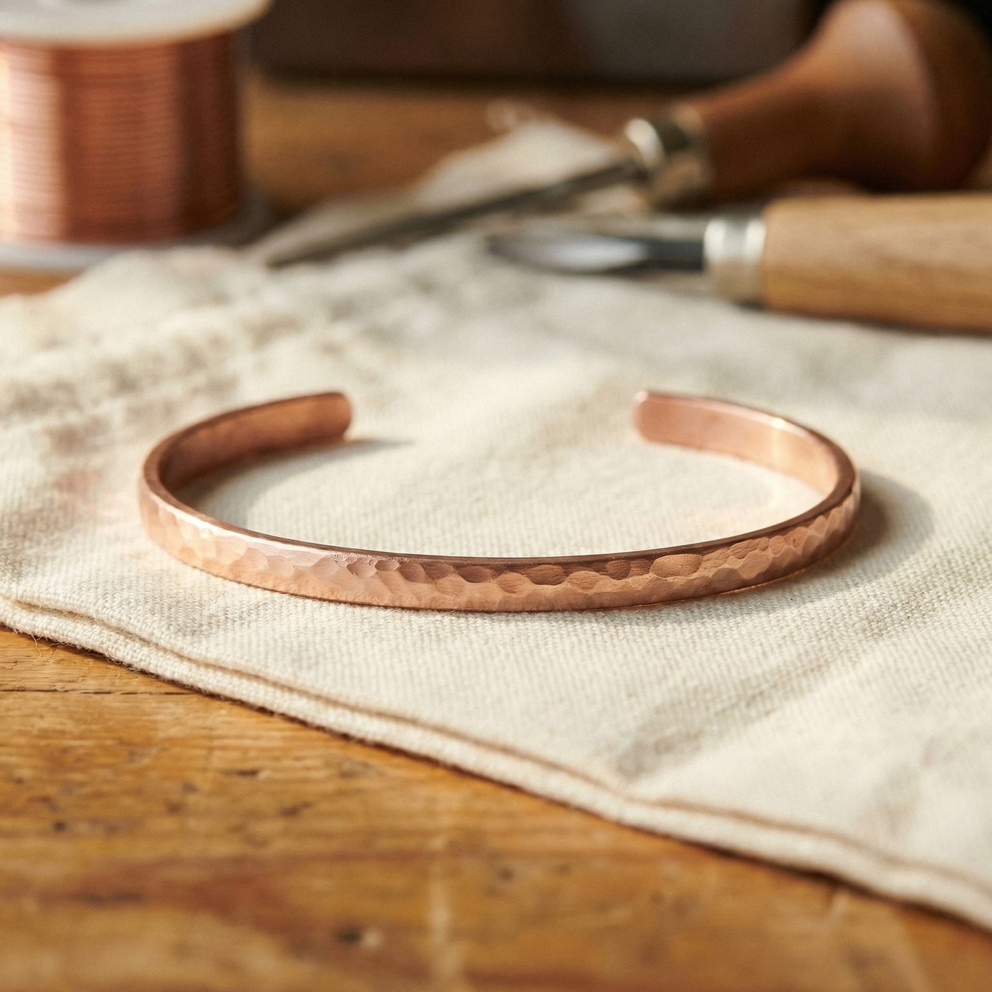 Adjustable Copper Dimpled Anklet