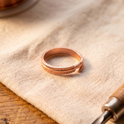 Adjustable Feather Copper Ring
