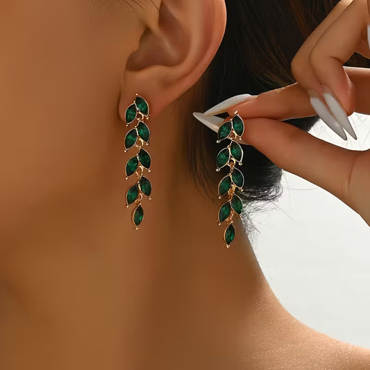 Elegant Gold Leaf Cascade Earrings