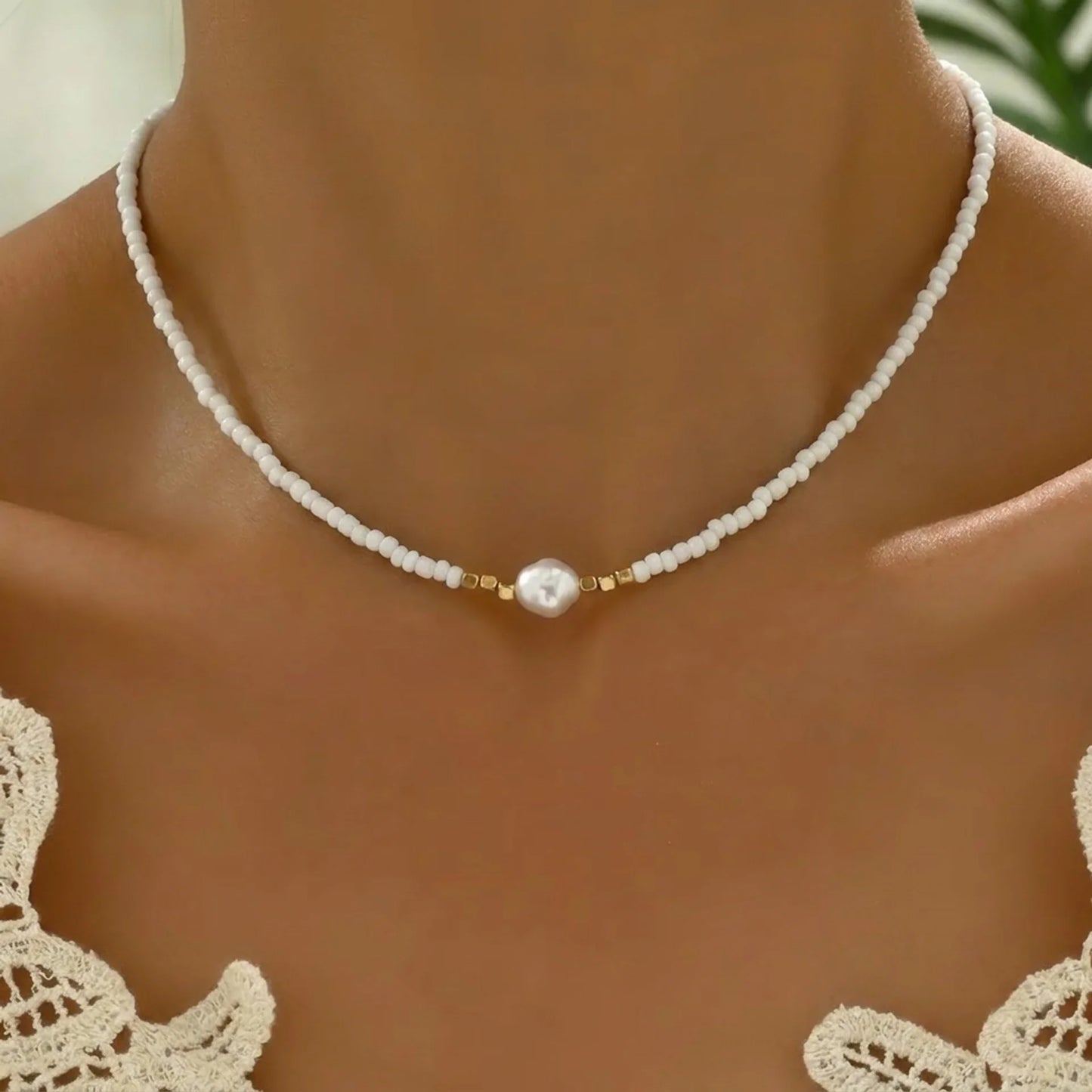 Little Pearl and Turquoise Necklace