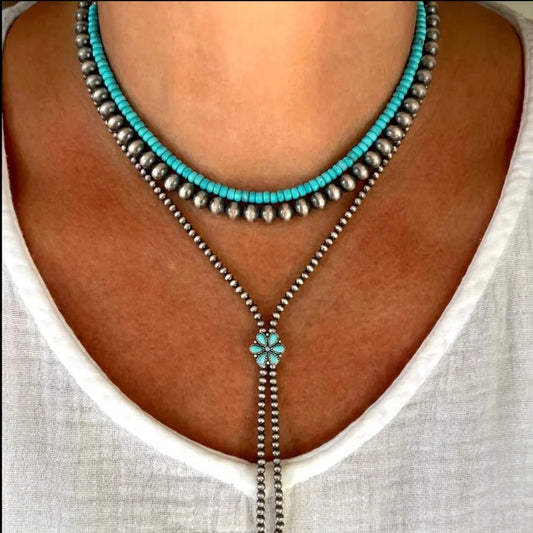 Layered Y-Chain Beaded Necklace Set (3 pcs)