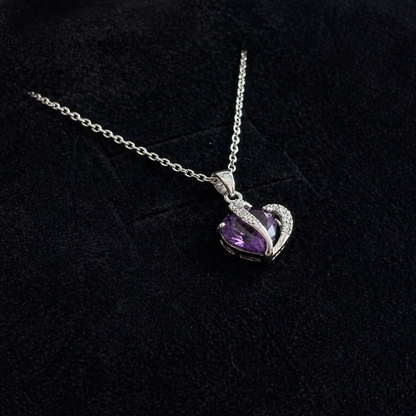 Elegant Amethyst Heart White Gold Necklace