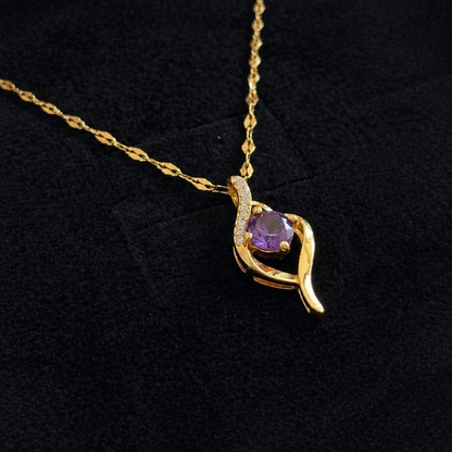 Sophisticated Amethyst Gold Necklace